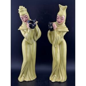 Vintage Ceramic Arts Studio Comedy & Tragedy Figurine Pair